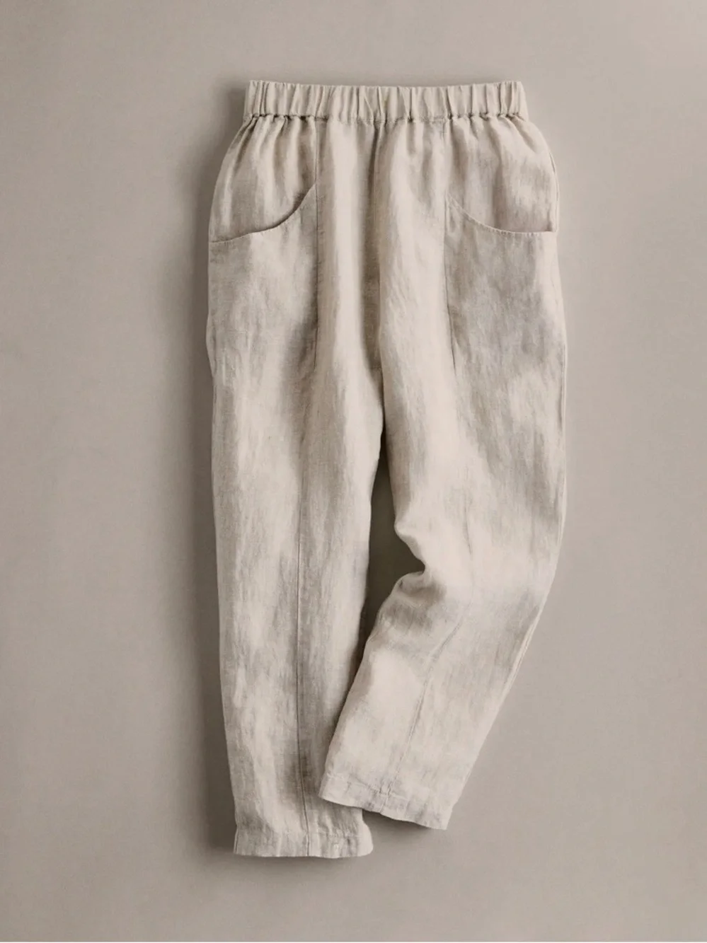 Quince 100% Linen Pull-On Pants L Flax Natural Boho Beach Sustainable Coastal